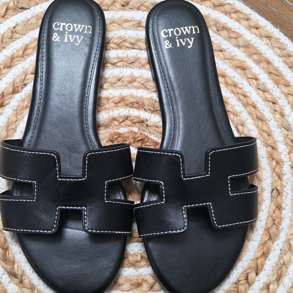 Crown & Ivy Raven H Band Sandals In Black, Size 7 - Picture 5 of 7